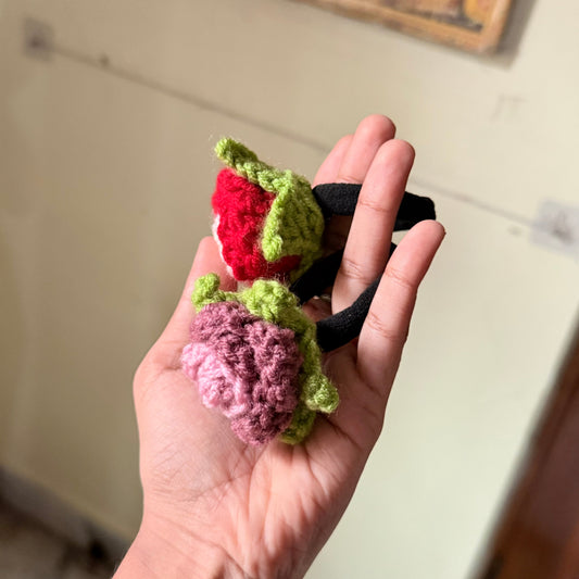 crochet rose hair-tie