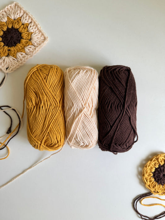 sunflower granny square crochet kit